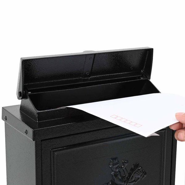 Стенно монтирана пощенска кутия с врата Черно 29 x 13 x 41 см