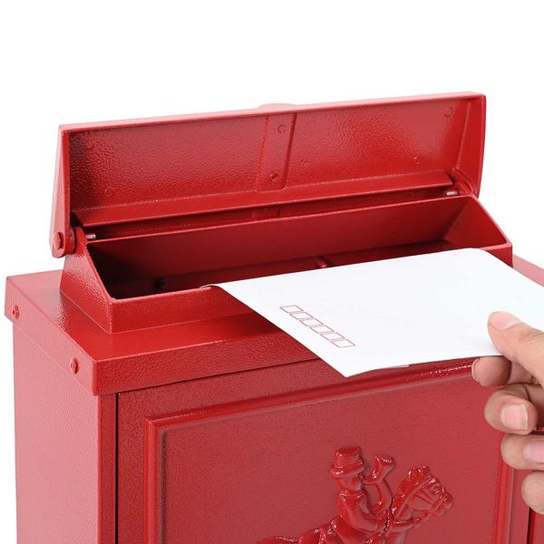 Стенно монтирана пощенска кутия с врата Червено 29 x 13 x 41 см