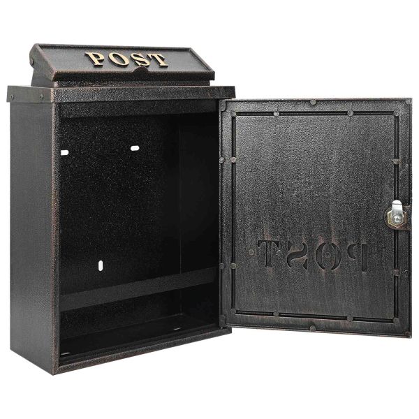 Стенно монтирана пощенска кутия с врата Бронзов 29 x 13 x 41 см