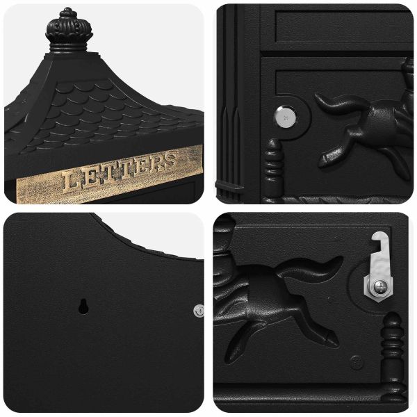 Стенно монтирана пощенска кутия Черно 40,5 x 15,5 x 44 см