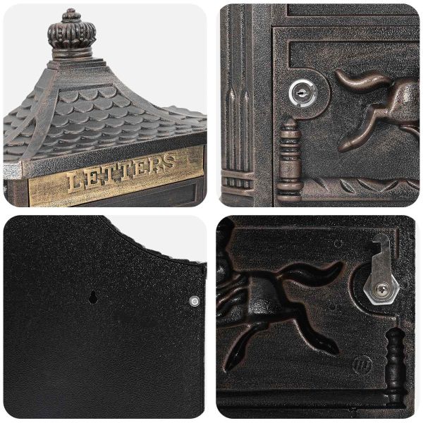 Стенно монтирана пощенска кутия Бронзов 40,5 x 15,5 x 44 см
