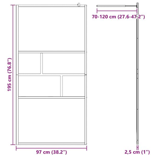 Стена на душ с вход Черно 80 x 195 x 0.5 см Стъкло и алуминий