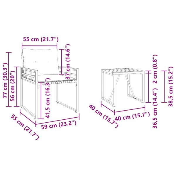 Комплект за външни мебели с възглавница 3 pcs Нейви