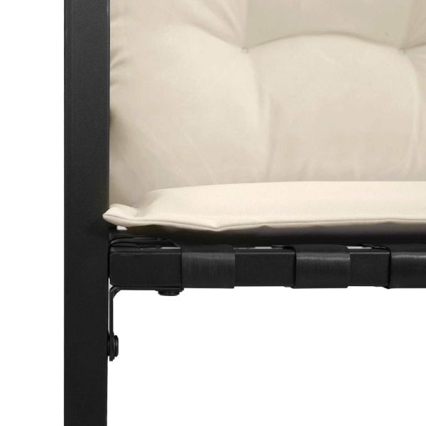 Дървена слоеста пейка с възглавница Крем 114 x 55 x 77 см