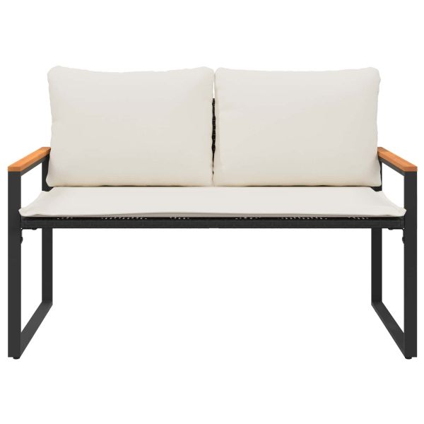 Пейка с възглавница Черно и кремаво бяло 115 x 65 x 72 см Ратан