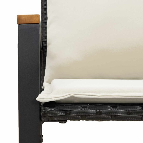 Пейка с възглавница Черно и кремаво бяло 115 x 65 x 72 см Ратан