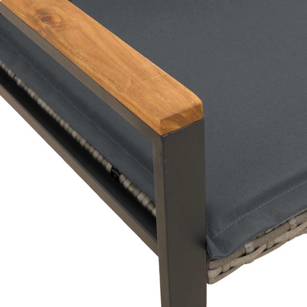 Пейка с възглавница Сив и тъмен сив 115 x 65 x 72 см Ратан