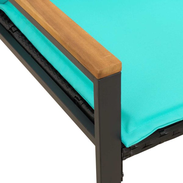 Пейка с възглавница Черен и Туркоаз 115 x 65 x 72 см Ратан