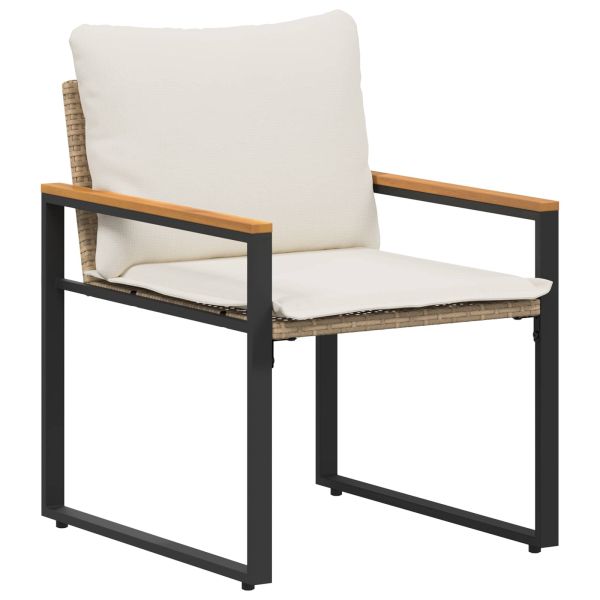 Комплекти мебели с възглавница 3 pcs Бежов и кремаво бял Ратан