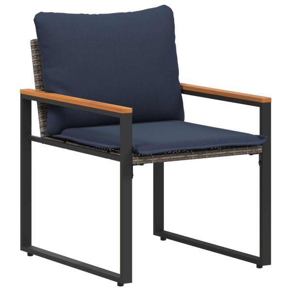 Комплекти мебели с възглавница 3 pcs Сив и тъмен син Ратан