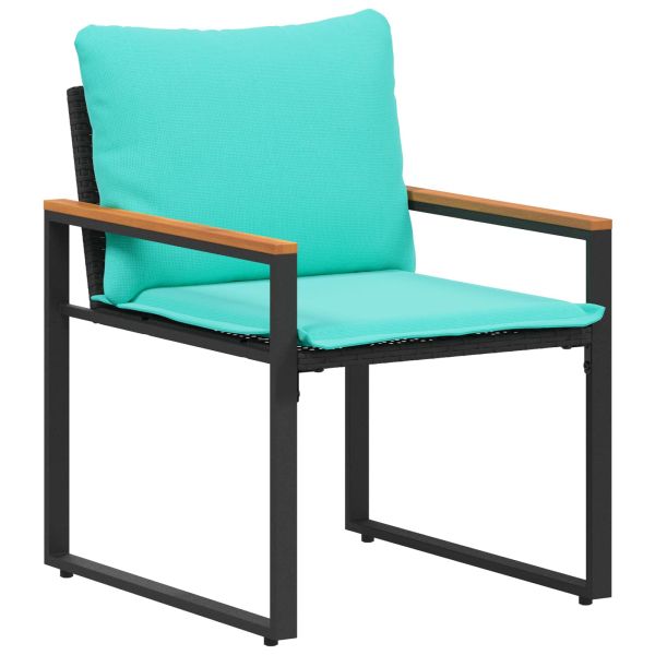 Комплекти мебели с възглавница 3 pcs Черен и Туркоаз Ратан