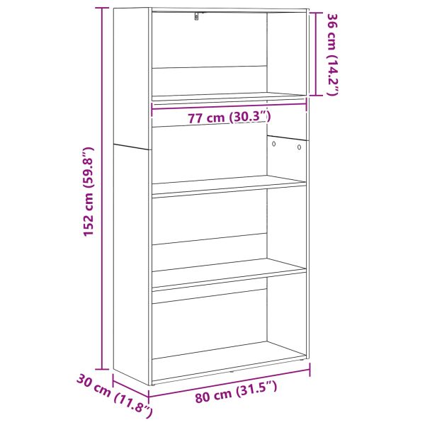 Шкаф за книги Черния дъб 80 x 30 x 151,5 см Инженерно дърво