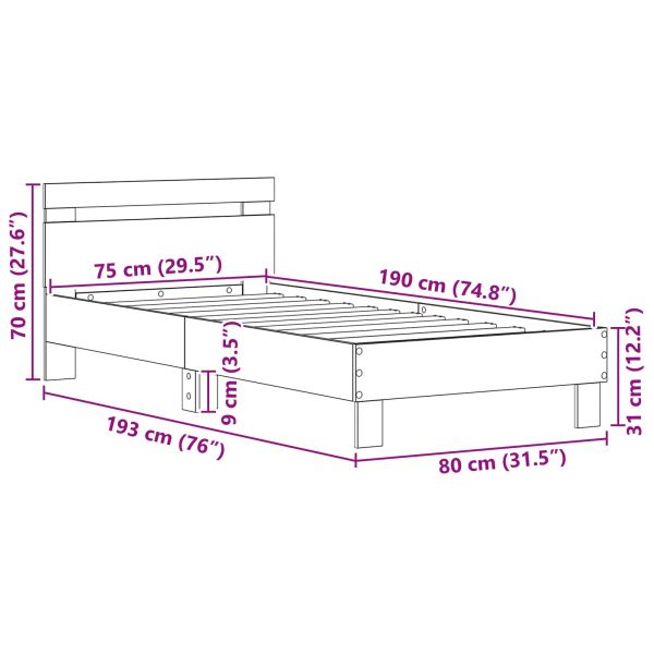 Рамка за легло с таблото Черния дъб 75 x 190 cm Инженерно дърво