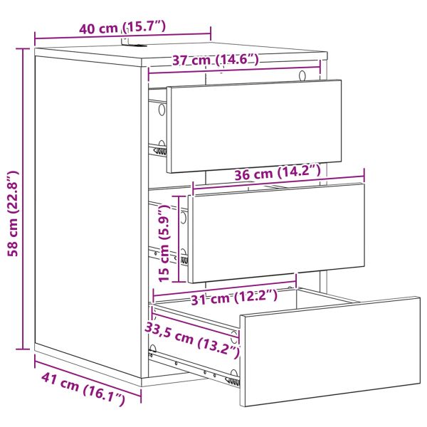 Чекмеджетен шкаф Черния дъб 41 x 40 x 58 см Инженерно дърво
