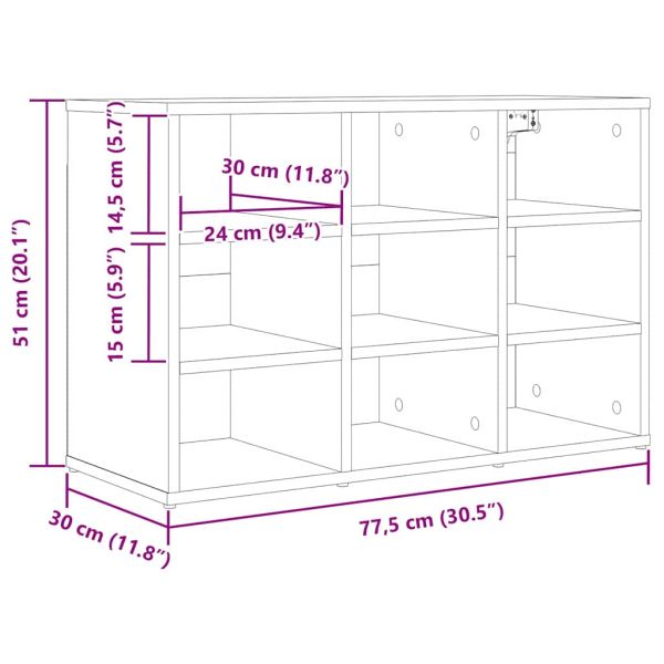 Шкаф за обувки с рафт Бяло 77,5 x 30 x 51 см Инженерно дърво