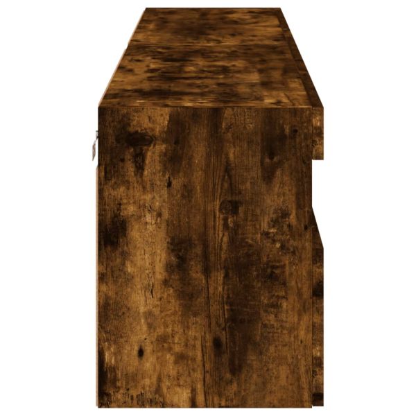 Стенни ТВ шкафове с LED лампи, 2 бр, опушен дъб, 80x30x40 см