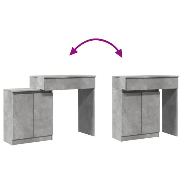 Тоалетка с LED, бетонно сива, 115x37x110,5 см