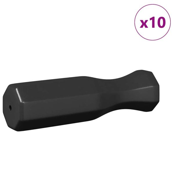 Дръжки за маси за футбол 10 pcs Черно 3,1 x 3,1 x 17,8 см