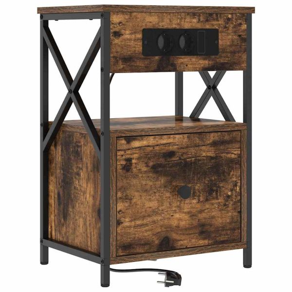 Нощен шкаф 2 pcs Димян дъб 40 x 31 x 60 см Инженерно дърво