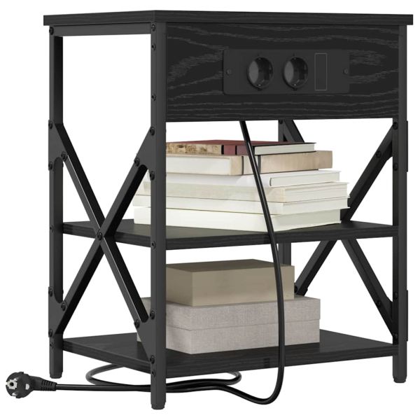 Нощен шкаф с рафт Черния дъб 41 x 31 x 51 см Инженерно дърво