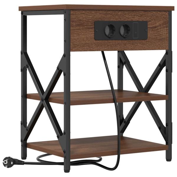 Нощен шкаф с рафт Кафяв дъб 41 x 31 x 51 см Инженерно дърво