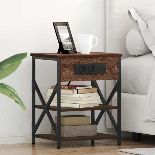 Нощен шкаф 2 pcs Кафяв дъб 41 x 31 x 51 см Инженерно дърво