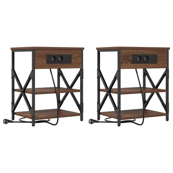 Нощен шкаф 2 pcs Кафяв дъб 41 x 31 x 51 см Инженерно дърво