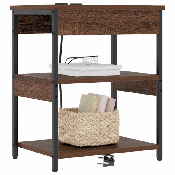 Нощен шкаф Кафяв дъб 41 x 31 x 51 см Инженерно дърво