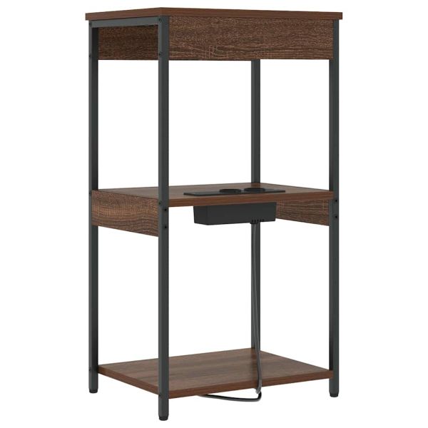 Нощен шкаф с рафт Кафяв дъб 41 x 31 x 76 см Инженерно дърво