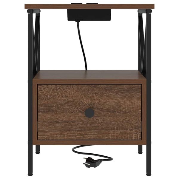 Нощен шкаф Кафяв дъб 41,5 x 40,5 x 55 см Инженерно дърво