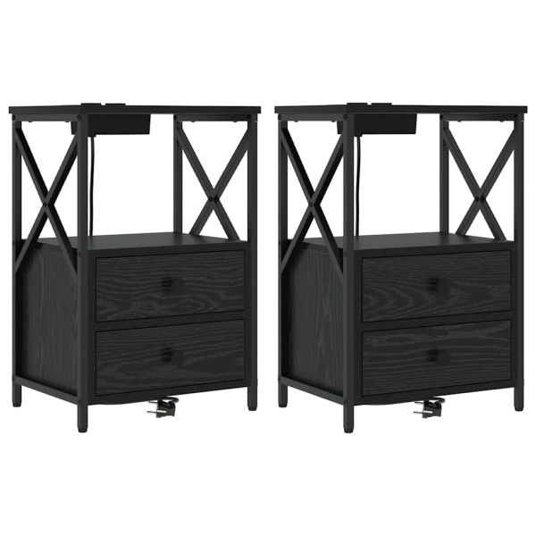 Нощен шкаф 2 pcs Черния дъб 40 x 31 x 60 см Инженерно дърво