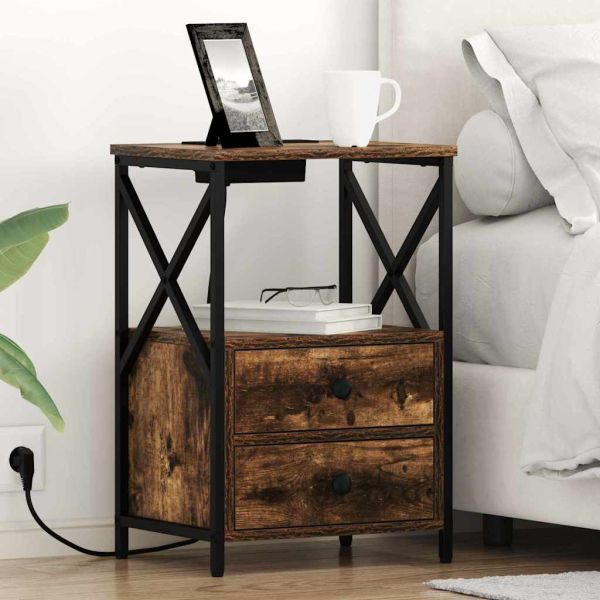 Нощен шкаф 2 pcs Димян дъб 40 x 31 x 60 см Инженерно дърво