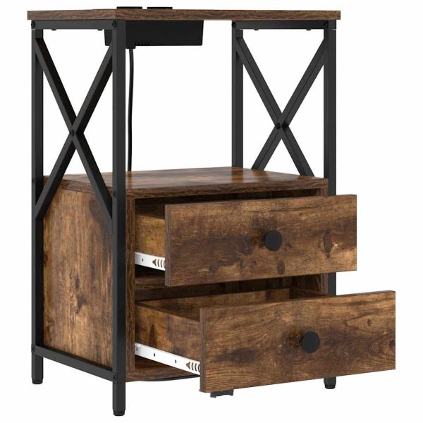 Нощен шкаф 2 pcs Димян дъб 40 x 31 x 60 см Инженерно дърво