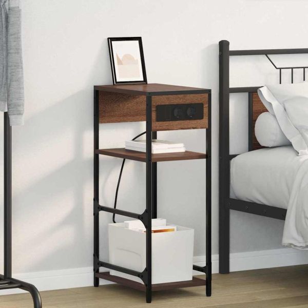 Нощен шкаф Кафяв дъб 40 x 27 x 76 см Инженерно дърво