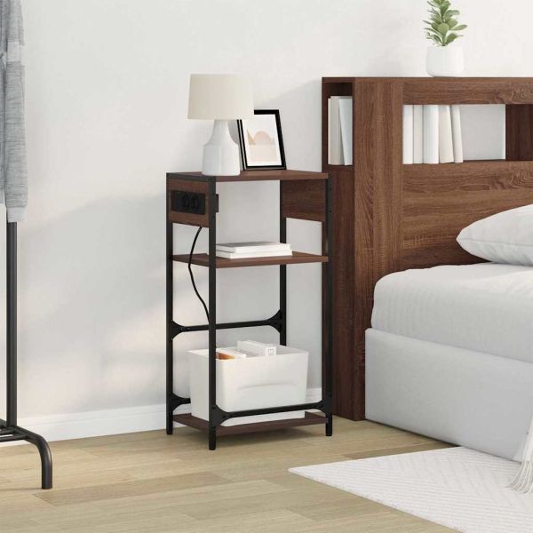 Нощен шкаф Кафяв дъб 40 x 27 x 76 см Инженерно дърво