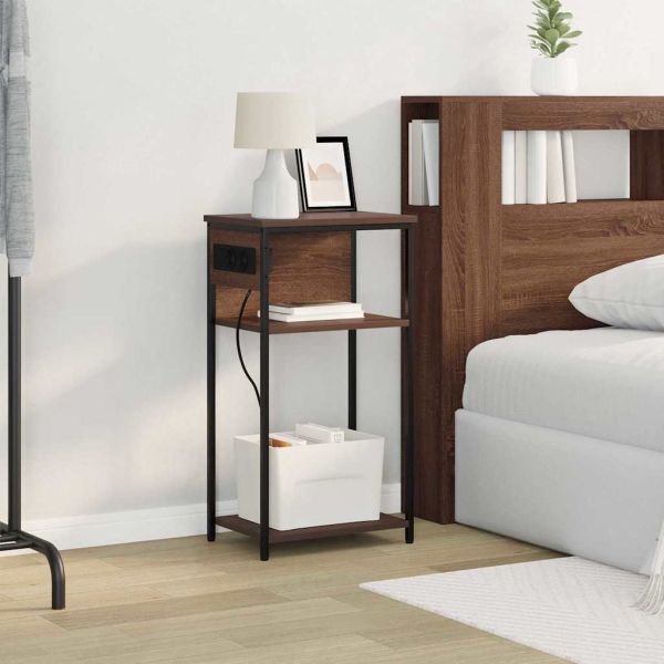 Нощен шкаф Кафяв дъб 41 x 28 x 76 см Инженерно дърво