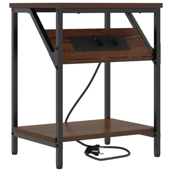 Нощен шкаф 2 pcs Кафяв дъб 38 x 30 x 48 см Инженерно дърво