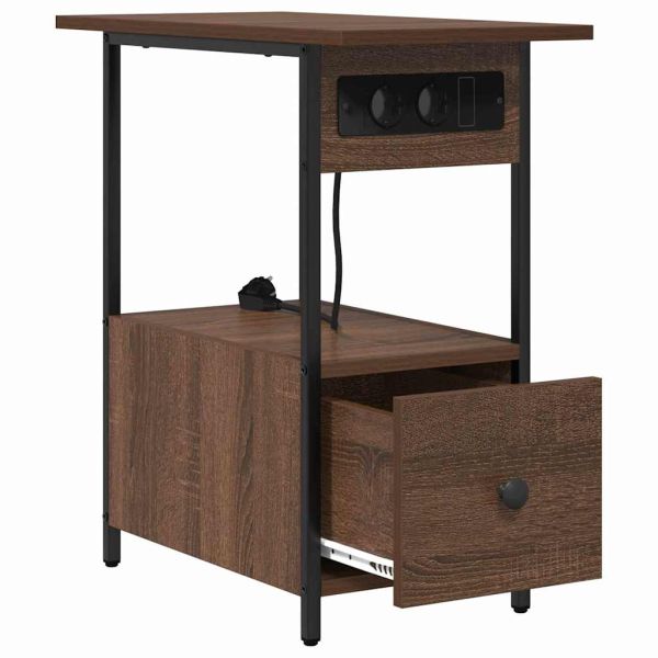 Нощен шкаф с чекмедже Кафяв дъб 60 x 30 x 61 см Инженерно дърво