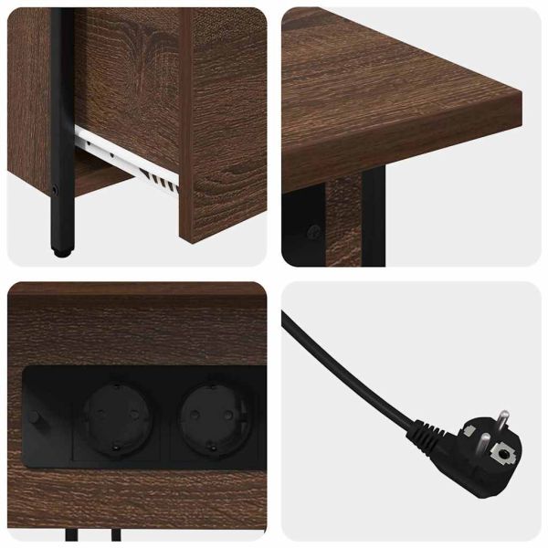 Нощен шкаф с чекмедже Кафяв дъб 60 x 30 x 61 см Инженерно дърво