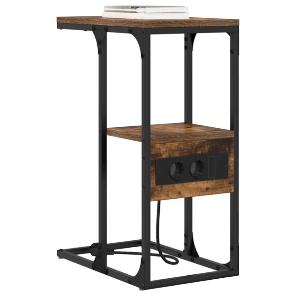 Нощен шкаф Опушен дъб 41.5 x 26 x 60.5 см Инженерно дърво