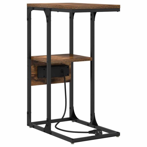 Нощен шкаф Опушен дъб 41.5 x 26 x 60.5 см Инженерно дърво