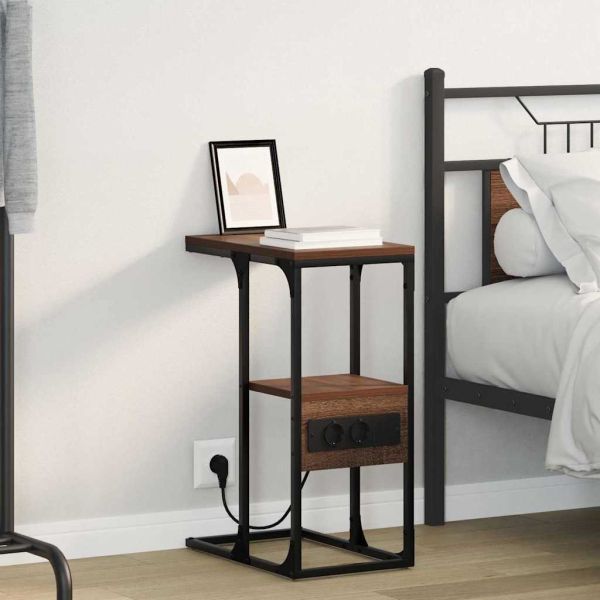 Нощен шкаф Кафяв дъб 41.5 x 26 x 60.5 см Инженерно дърво