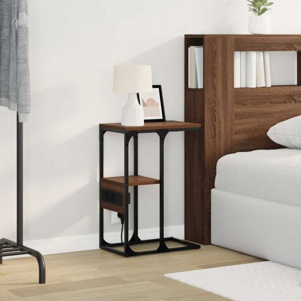 Нощен шкаф Кафяв дъб 41.5 x 26 x 60.5 см Инженерно дърво