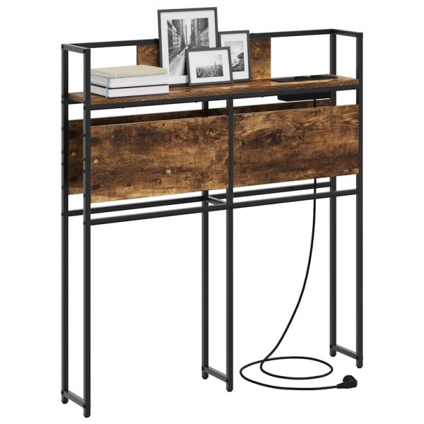 Табла за съхранение с рафт Опушен дъб 100 cm Инженерно дърво