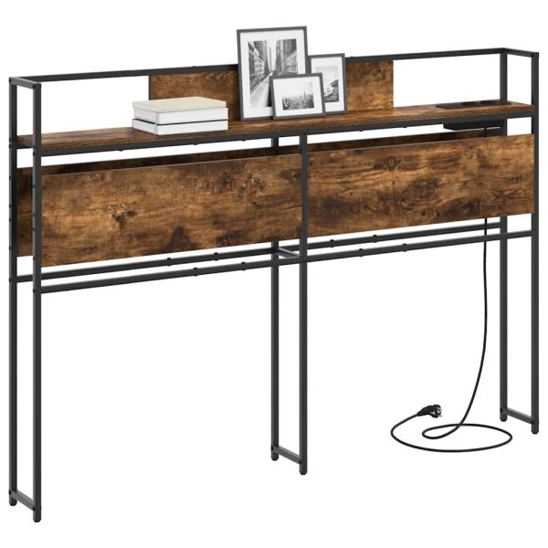 Табла за съхранение с рафт Опушен дъб 120 cm Инженерно дърво