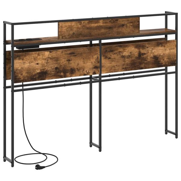 Табла за съхранение с рафт Опушен дъб 120 cm Инженерно дърво