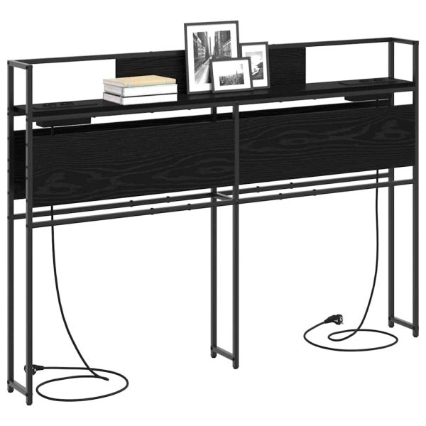 Табла за съхранение с рафт Черен дъб 140 cm Инженерно дърво