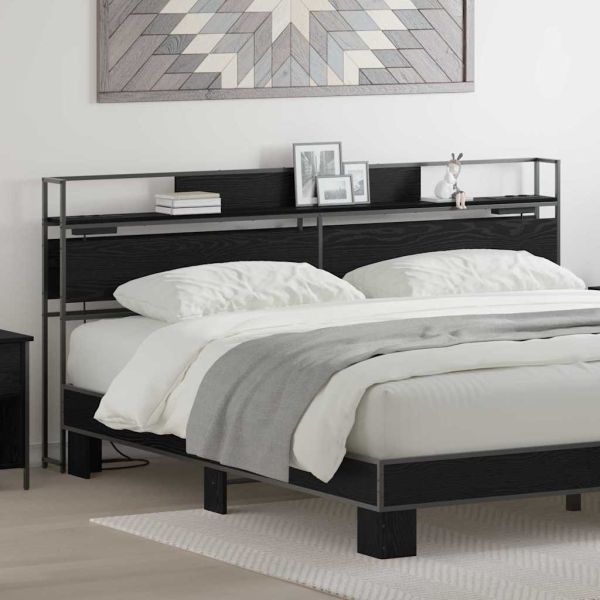 Табла за съхранение с рафт Черен дъб 180 cm Инженерно дърво