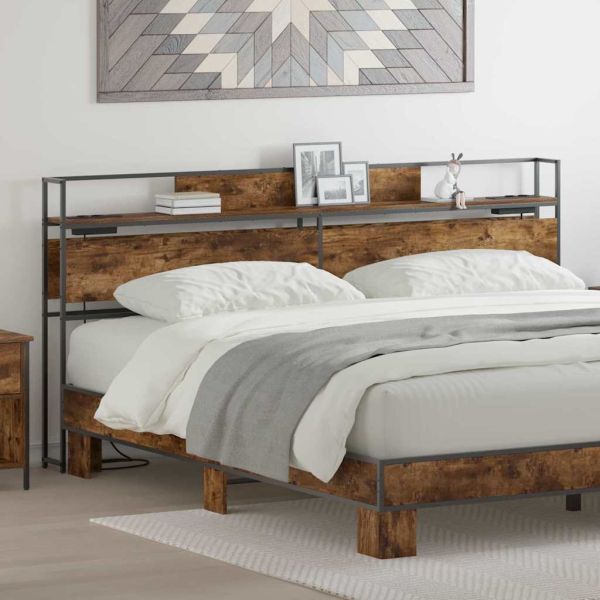 Табла за съхранение с рафт Опушен дъб 180 cm Инженерно дърво