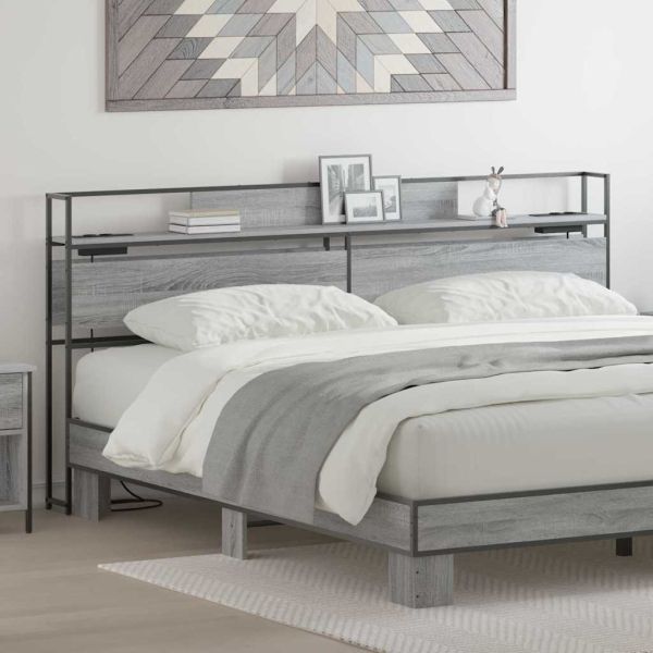 Табла за съхранение с рафт Сив сонома 180 cm Инженерно дърво